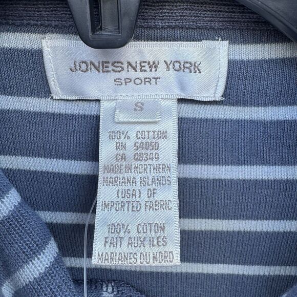 Jones New York Sport Half Zip Pullover Sweater Small Stripe Blue Preppy Academia - Picture 4 of 6